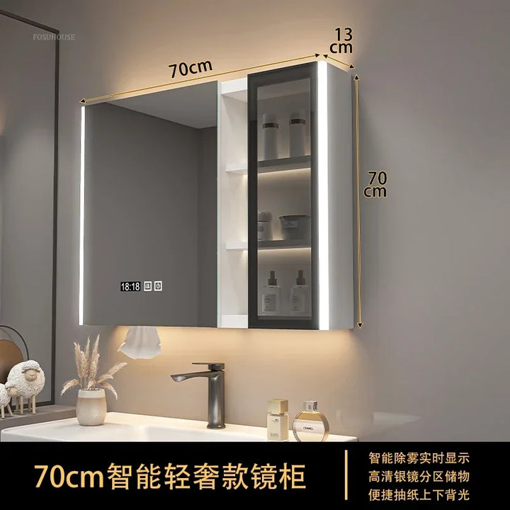 Timber Tech Fully-Enclosed Wood Mirrored Cabinet with Dual Vertical LED - product detail view 25 by LUMEVORO
