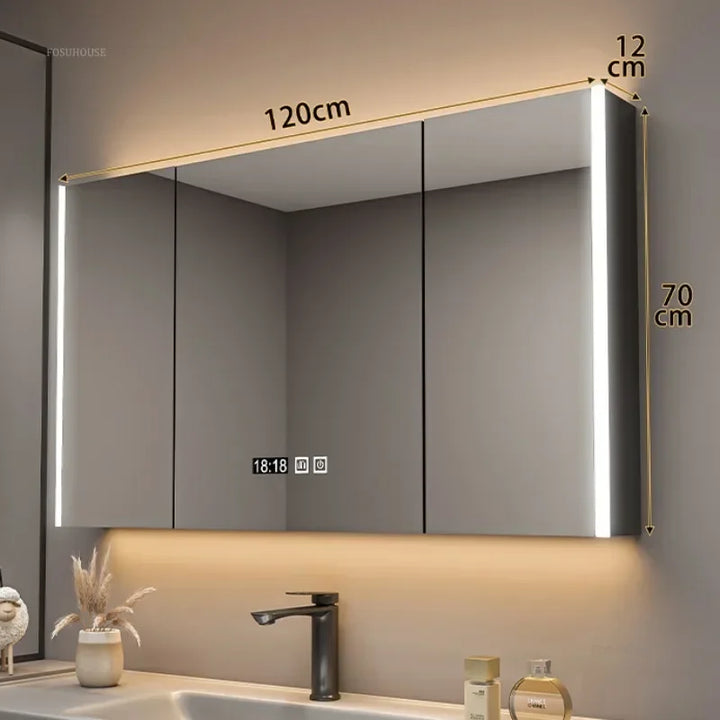 Timber Tech Fully-Enclosed Wood Mirrored Cabinet with Dual Vertical LED - product detail view 6 by LUMEVORO