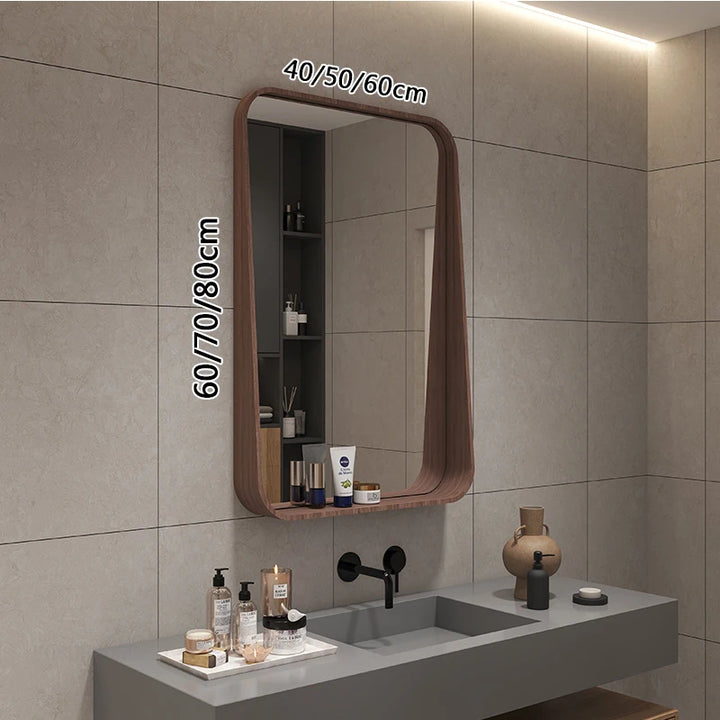 Oslo Walnut Wood Frame Smart LED Mirror with Shelf - product detail view 10 by LUMEVORO