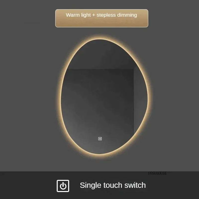 Essence Organic Pebble Backlit Frameless Smart Mirror - product detail view 15 by LUMEVORO