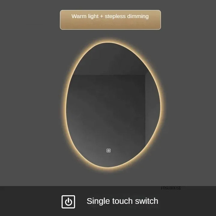 Essence Organic Pebble Backlit Frameless Smart Mirror - product detail view 15 by LUMEVORO