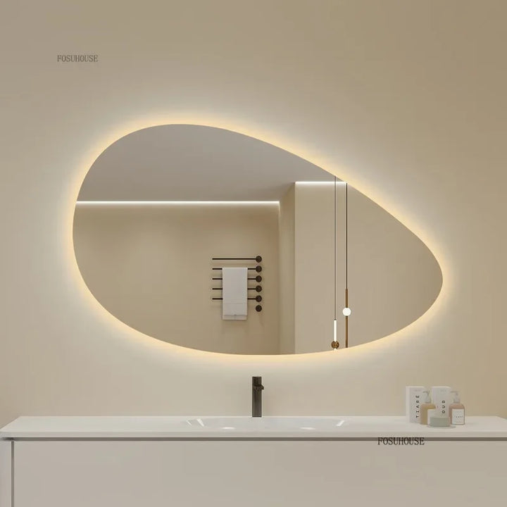 Pure Panoramic Frameless Pill-Shaped Wall Mirror with Polished Edges - product detail view 3 by LUMEVORO