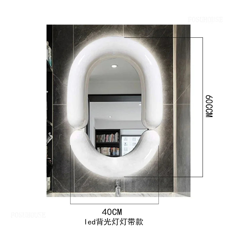 Milan Tubular Glossy White Avant-Garde Wall Mirror - product detail view 13 by LUMEVORO