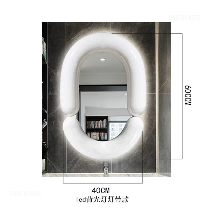 Milan Tubular Glossy White Avant-Garde Wall Mirror - product detail view 13 by LUMEVORO