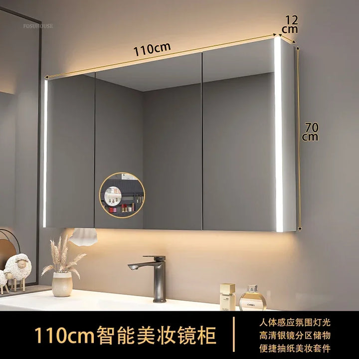 Timber Tech Fully-Enclosed Wood Mirrored Cabinet with Dual Vertical LED - product detail view 36 by LUMEVORO