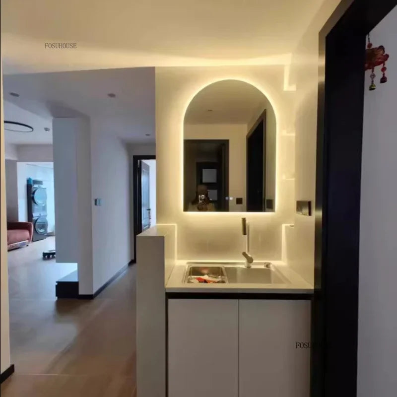 Pure Arch Frameless Polished Edge Wall Mirror - product detail view 6 by LUMEVORO