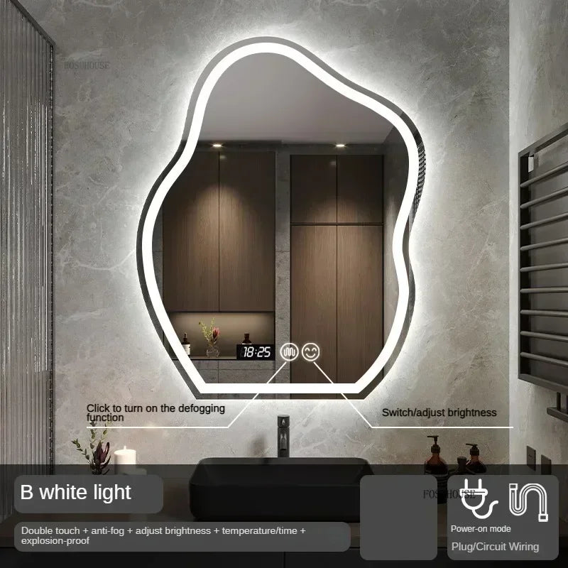 Pebble Irregular Backlit LED Smart Mirror - product detail view 16 by LUMEVORO