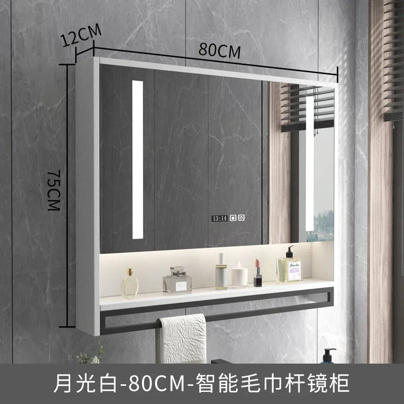Timber Luxe Semi-Enclosed Mirror Cabinet with Towel Rail - product detail view 8 by LUMEVORO