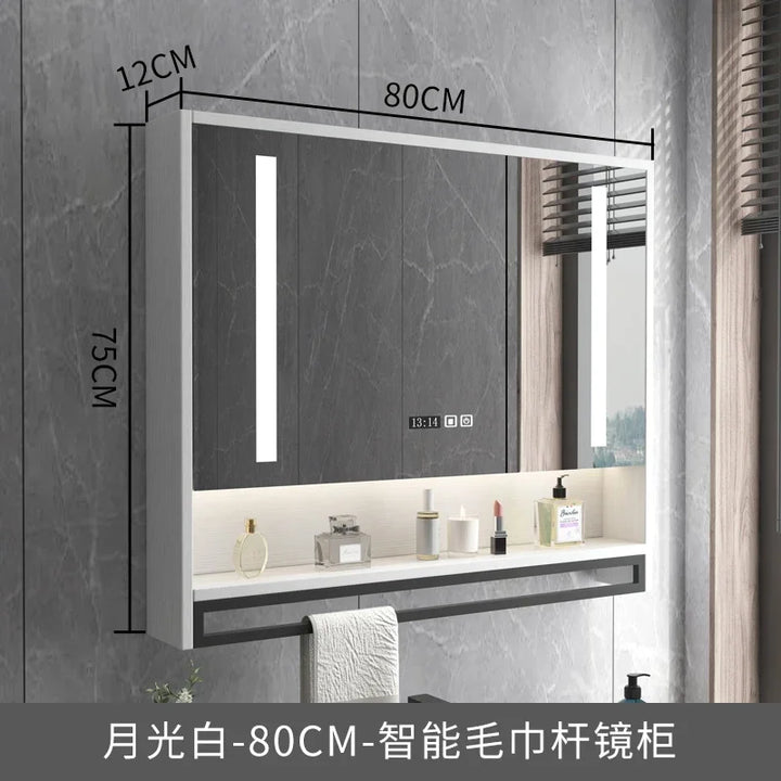 Timber Luxe Semi-Enclosed Mirror Cabinet with Towel Rail - product detail view 8 by LUMEVORO