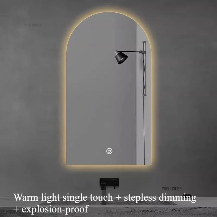 Pure Arch Frameless Polished Edge Wall Mirror - product detail view 7 by LUMEVORO