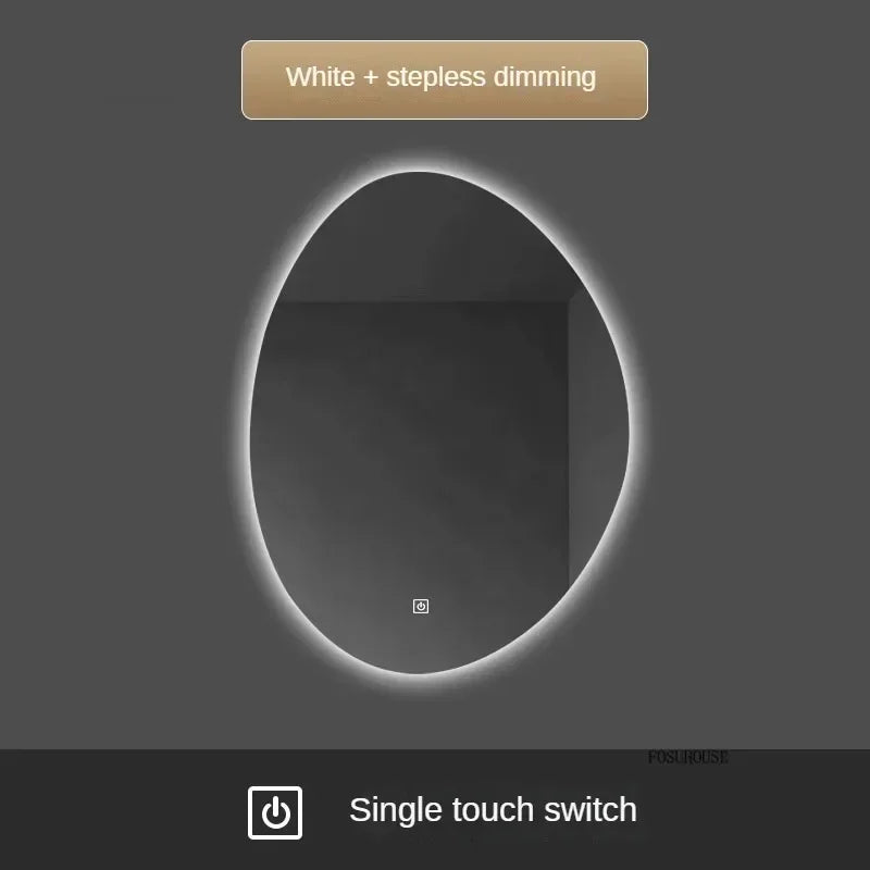 Essence Organic Pebble Backlit Frameless Smart Mirror - product detail view 16 by LUMEVORO