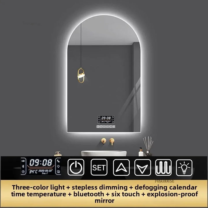 Pure Arch Frameless Polished Edge Wall Mirror - product detail view 24 by LUMEVORO