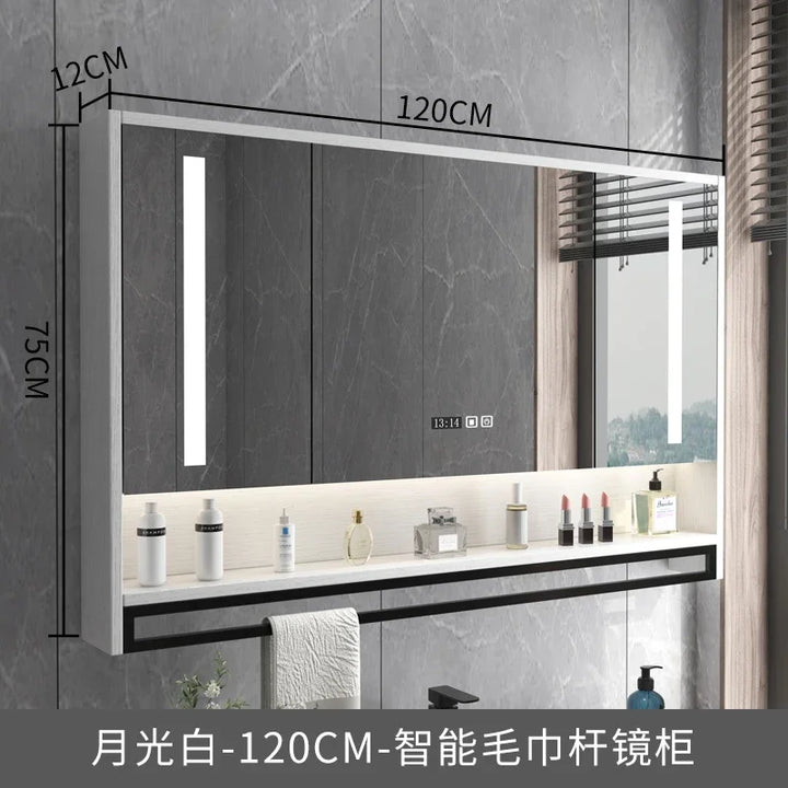 Timber Luxe Semi-Enclosed Mirror Cabinet with Towel Rail - product detail view 21 by LUMEVORO