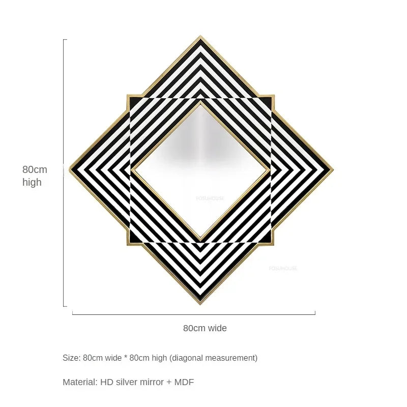 Deco Diamond Black &amp; White Geometric Wall Mirror - product detail view 13 by LUMEVORO