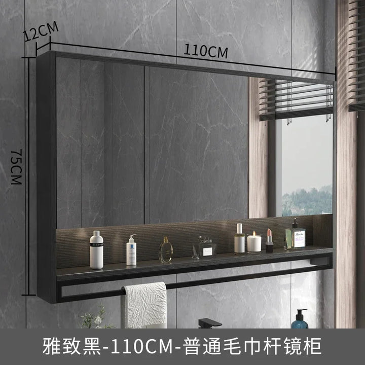 Timber Luxe Semi-Enclosed Mirror Cabinet with Towel Rail - product detail view 25 by LUMEVORO