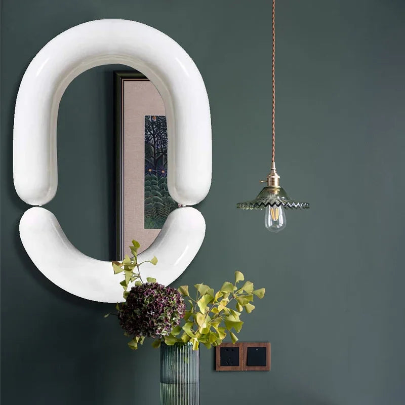 Milan Tubular Glossy White Avant-Garde Wall Mirror - main product view by LUMEVORO