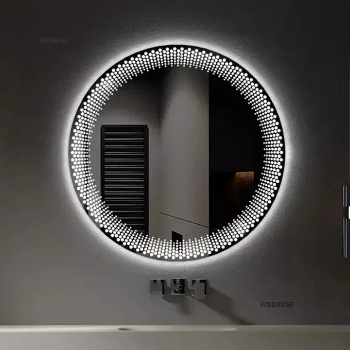 Aura Frosted Rim Frameless Round Wall Mirror - product detail view 6 by LUMEVORO
