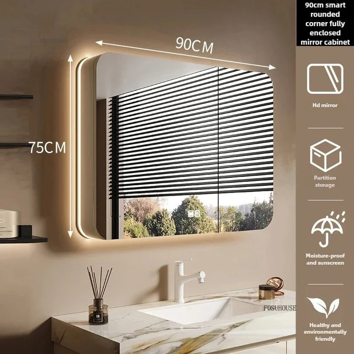 Clarity Capsule Frameless Mirrored Cabinet with Storage - product detail view 20 by LUMEVORO