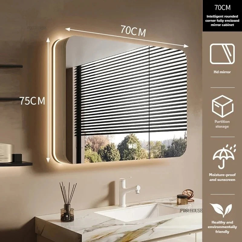 Clarity Capsule Frameless Mirrored Cabinet with Storage - product detail view 11 by LUMEVORO