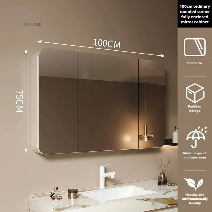 Clarity Capsule Frameless Mirrored Cabinet with Storage - product detail view 8 by LUMEVORO