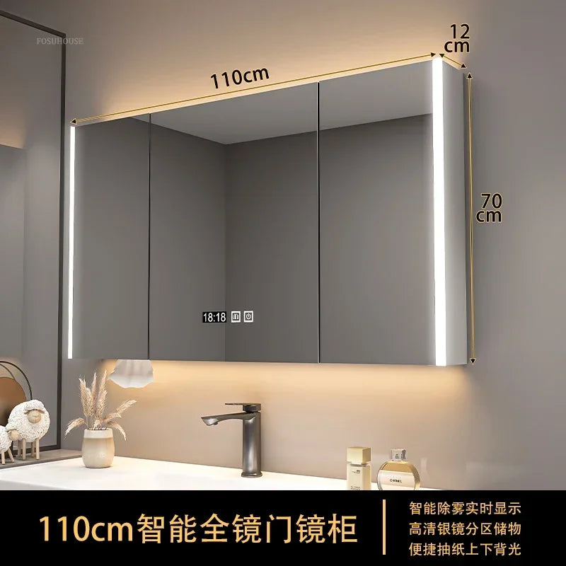 Timber Tech Fully-Enclosed Wood Mirrored Cabinet with Dual Vertical LED - product detail view 11 by LUMEVORO