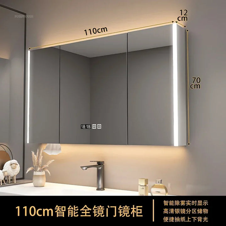 Timber Tech Fully-Enclosed Wood Mirrored Cabinet with Dual Vertical LED - product detail view 11 by LUMEVORO