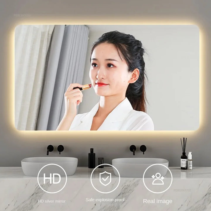 Horizon Panoramic Backlit Smart Mirror with Rounded Corners - product detail view 6 by LUMEVORO
