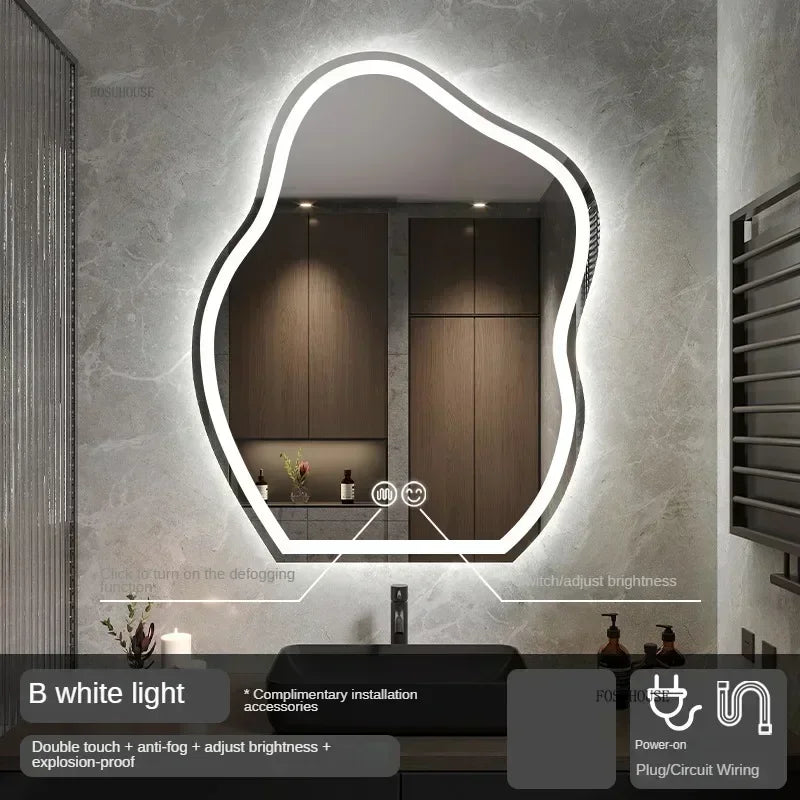 Pebble Irregular Backlit LED Smart Mirror - product detail view 14 by LUMEVORO