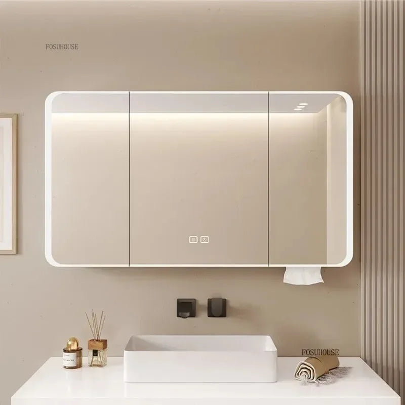 Aero-Alloy Minimalist Mirrored Cabinet with Internal Storage - product detail view 3 by LUMEVORO