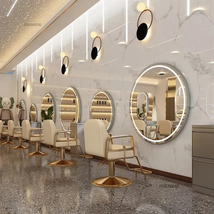 Elite Gold Brushed Salon Smart Mirror with Integrated LED - product detail view 3 by LUMEVORO