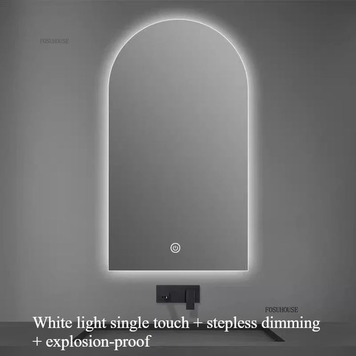 Pure Arch Frameless Polished Edge Wall Mirror - product detail view 12 by LUMEVORO