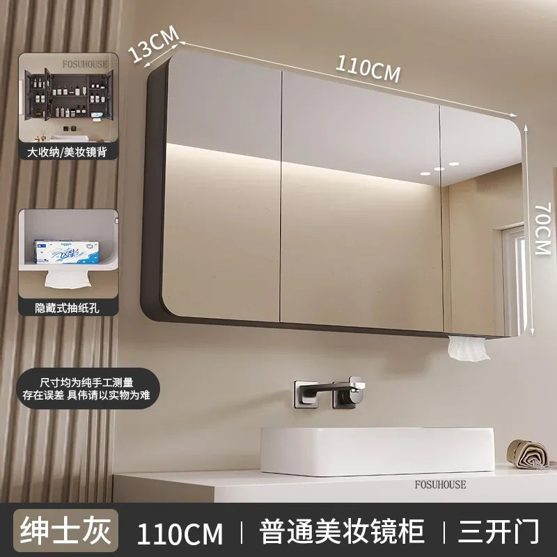 Aero-Alloy Minimalist Mirrored Cabinet with Internal Storage - product detail view 7 by LUMEVORO