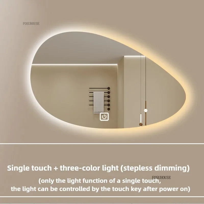 Pure Panoramic Frameless Pill-Shaped Wall Mirror with Polished Edges - product detail view 8 by LUMEVORO