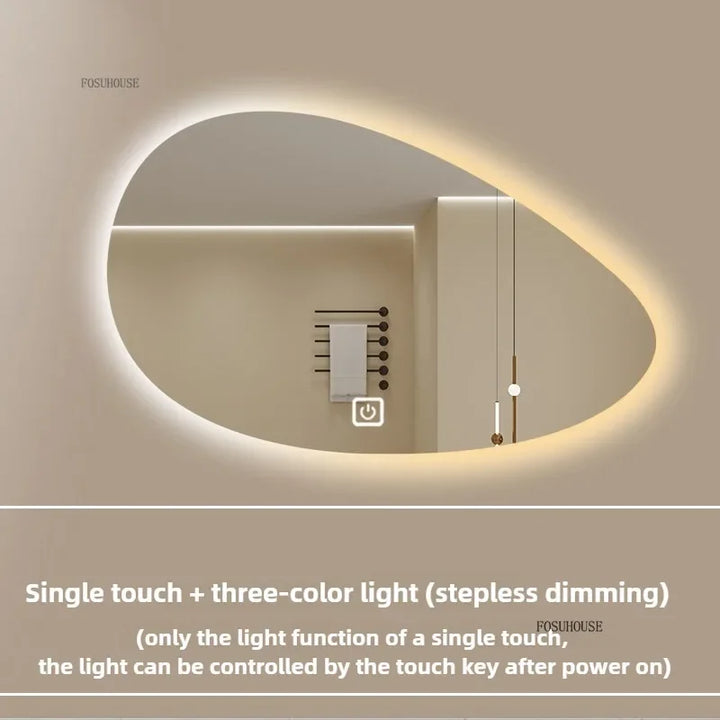 Pure Panoramic Frameless Pill-Shaped Wall Mirror with Polished Edges - product detail view 8 by LUMEVORO