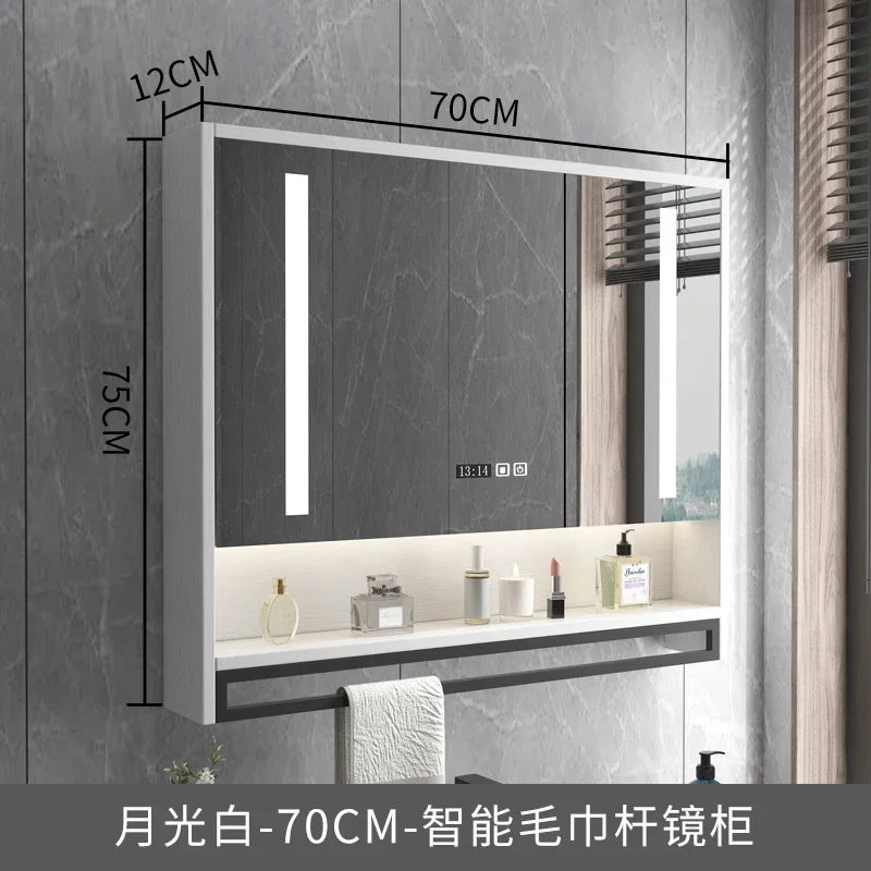 Timber Luxe Semi-Enclosed Mirror Cabinet with Towel Rail - product detail view 15 by LUMEVORO