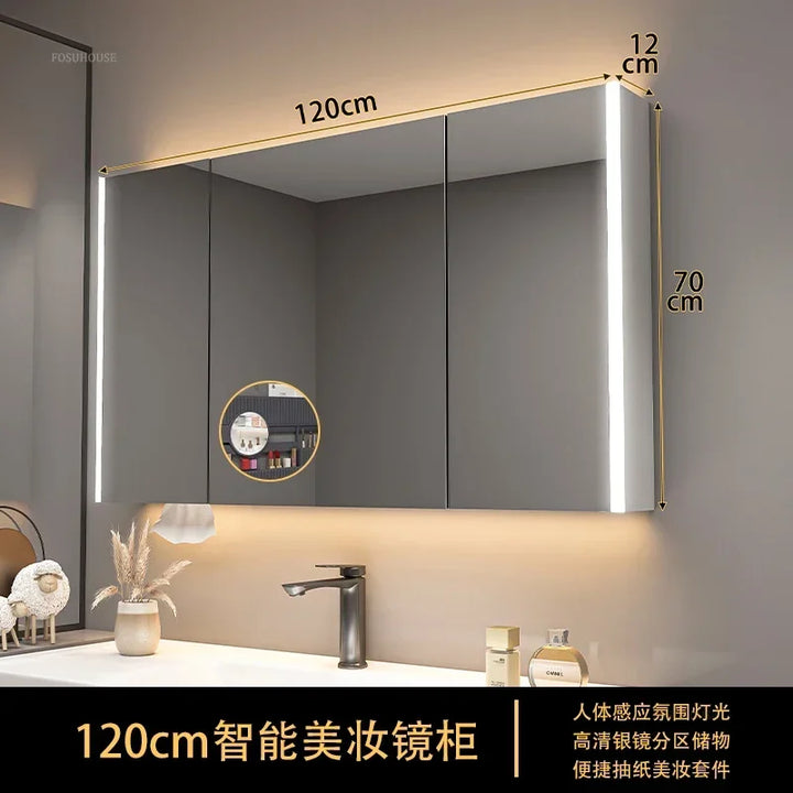 Timber Tech Fully-Enclosed Wood Mirrored Cabinet with Dual Vertical LED - product detail view 33 by LUMEVORO