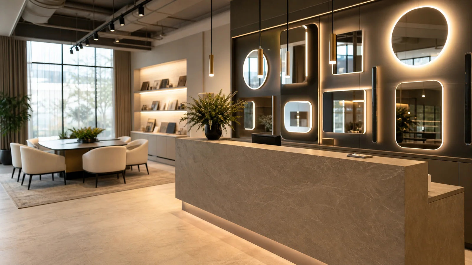 Contact Us single contact/studio hero image for LUMEVORO LED mirrors