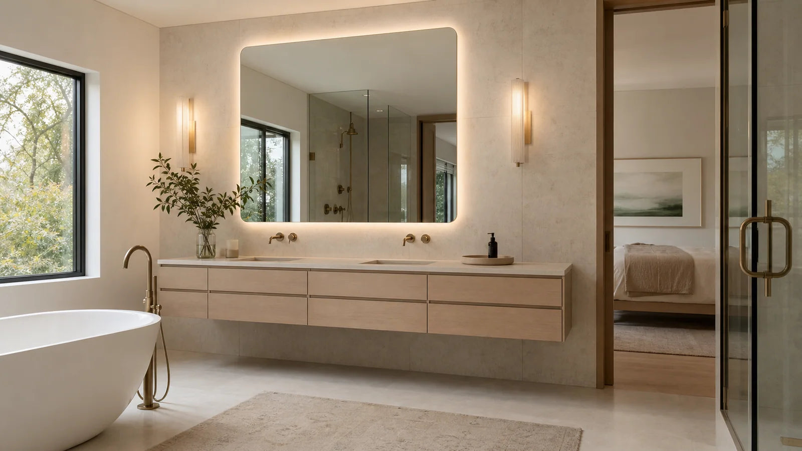 Guest bath refresh inspiration for LUMEVORO LED mirrors