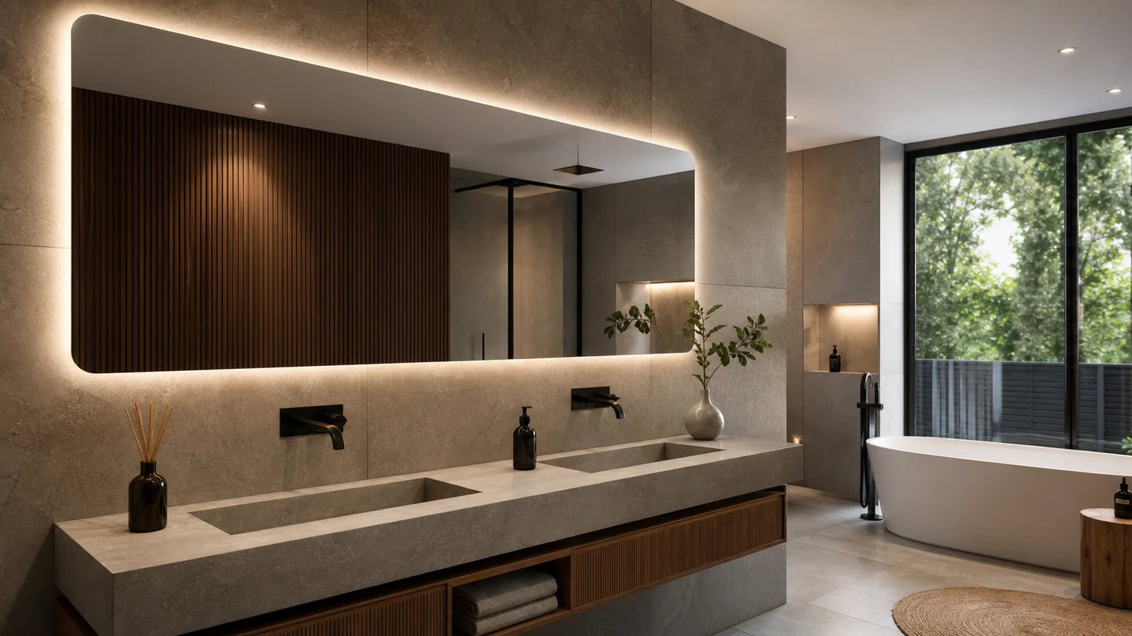 Minimal wall detail inspiration for LUMEVORO LED mirrors