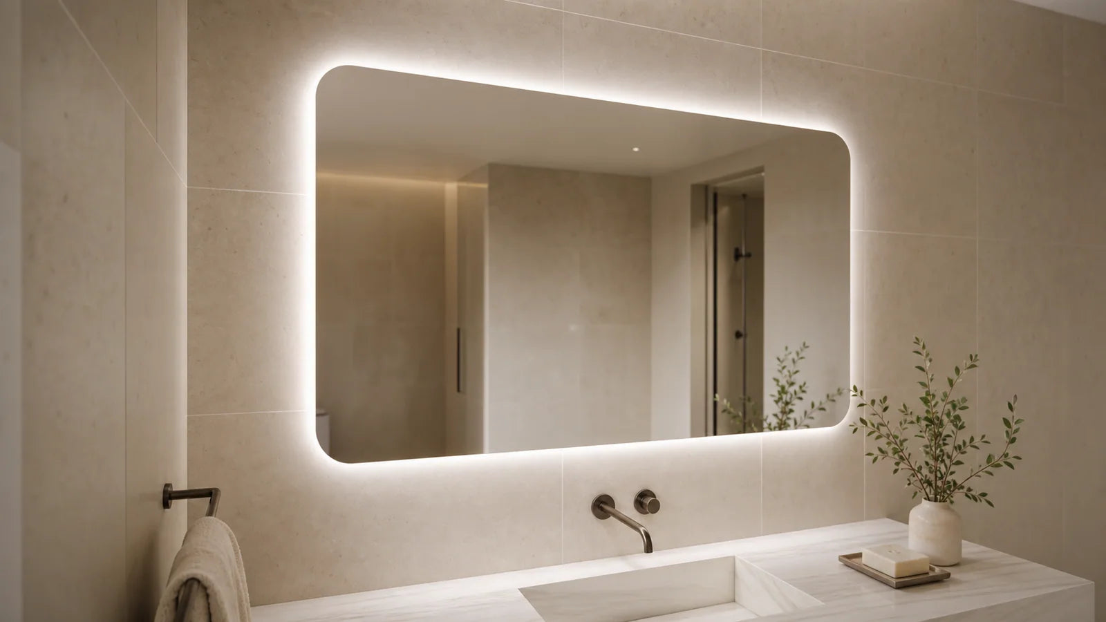 Lighting Data three lab/detail images for LUMEVORO LED mirrors