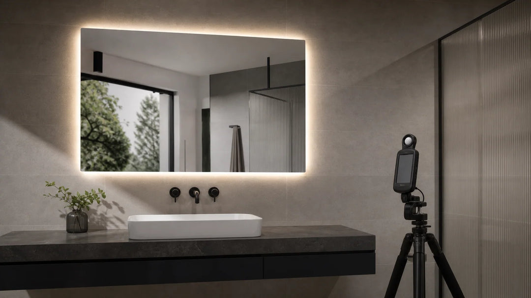 Lighting Data three lab/detail images for LUMEVORO LED mirrors