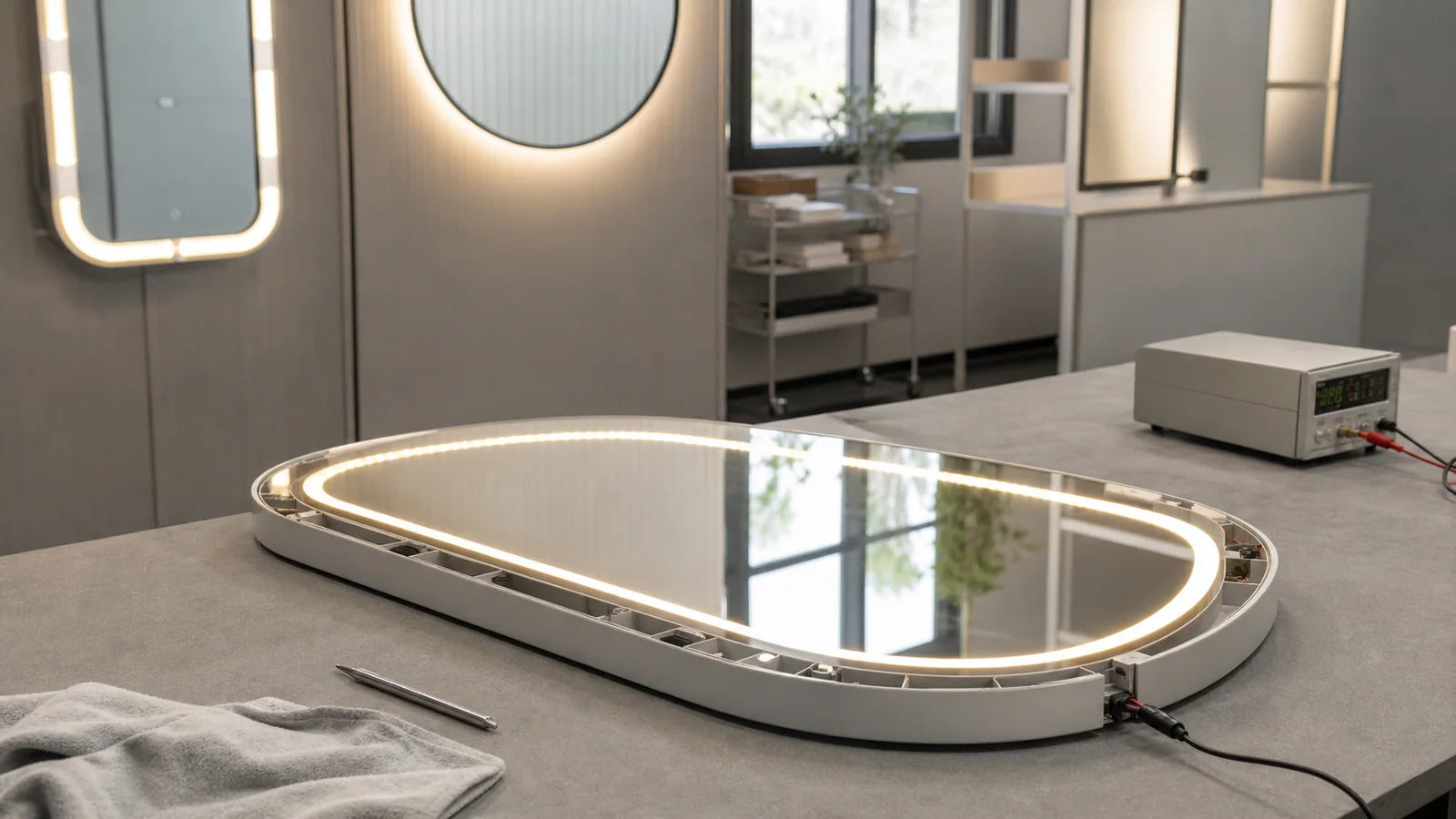Production & Quality assembly/inspection lower images for LUMEVORO LED mirrors