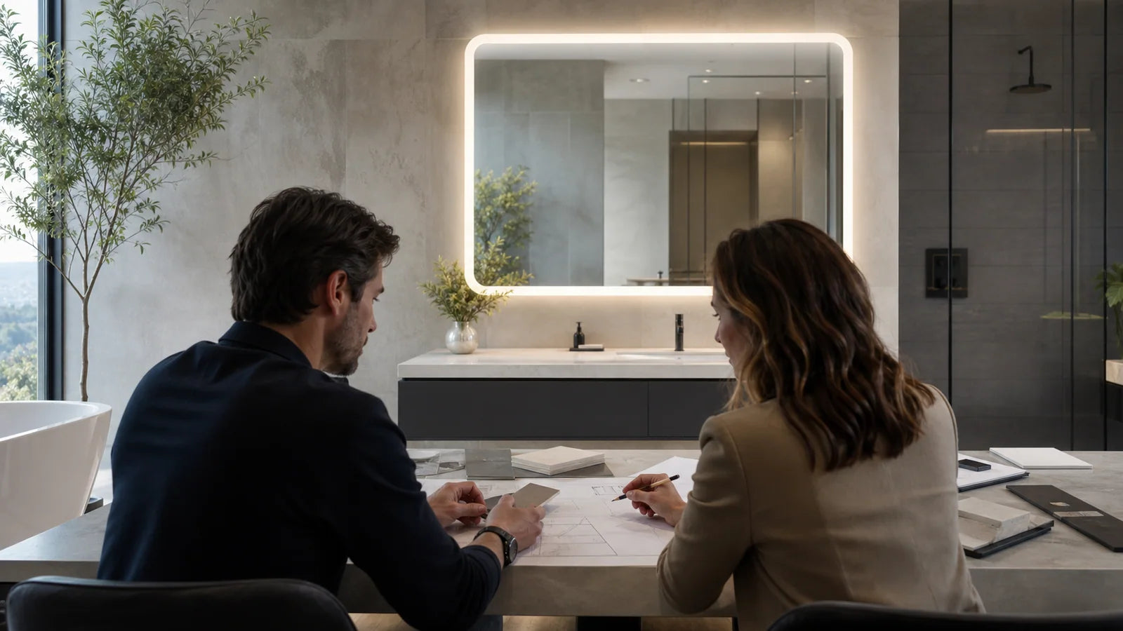 Request a Quote single quote/project planning hero image for LUMEVORO LED mirrors