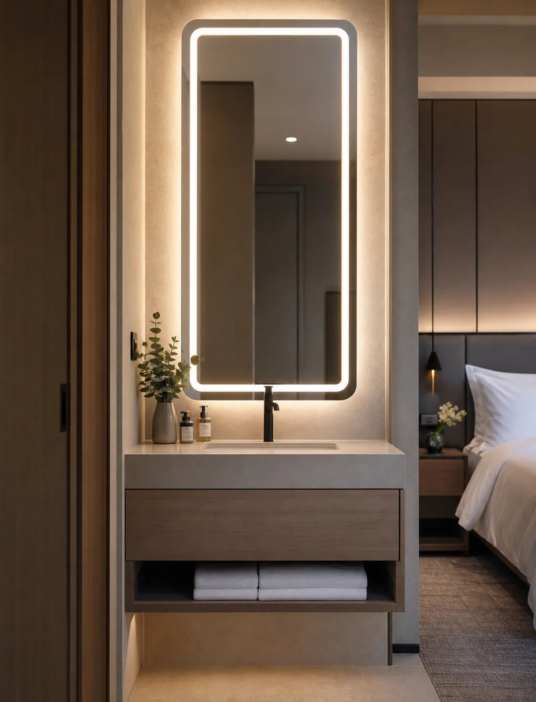 Trade Program vertical lighted mirror card for LUMEVORO LED mirrors