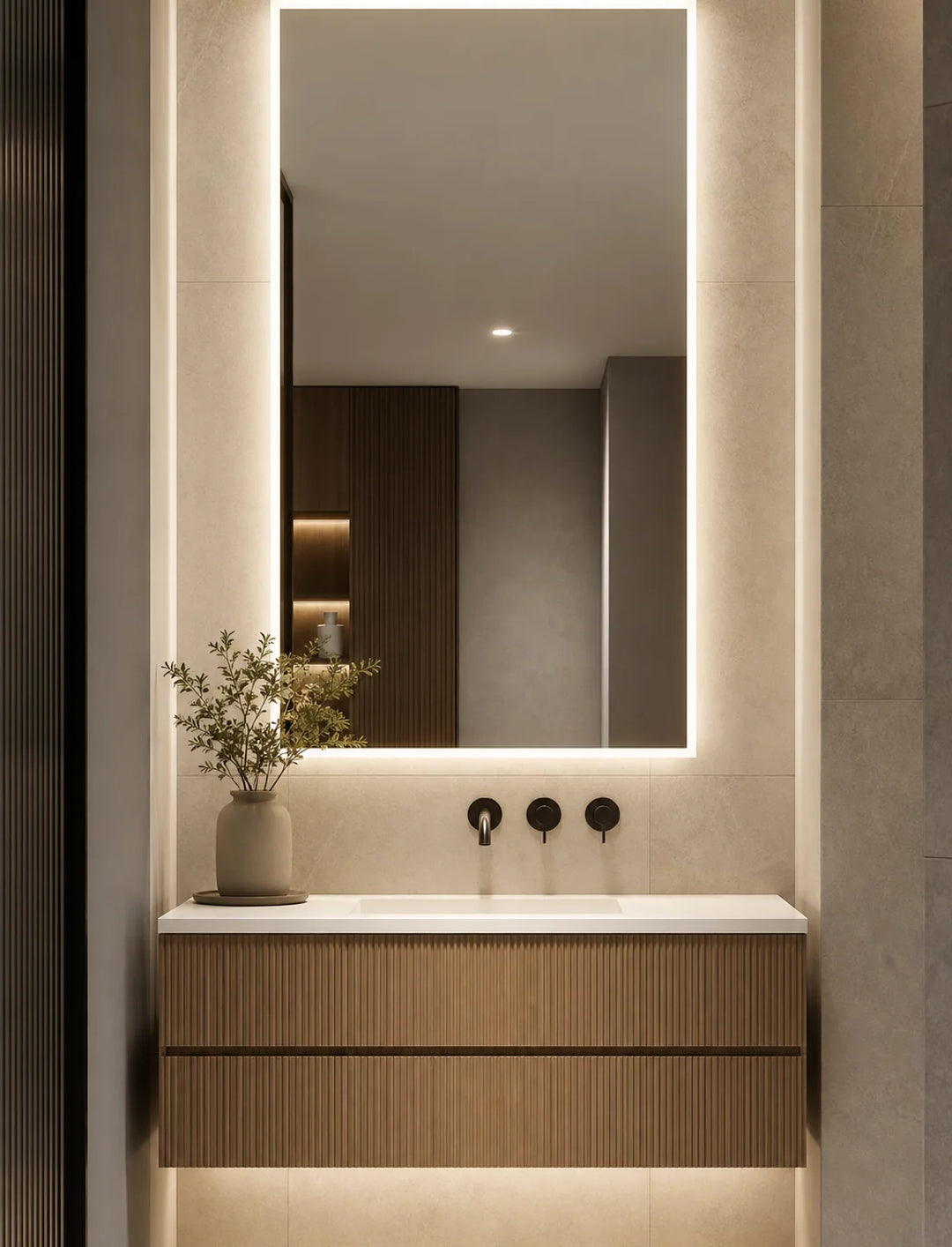 Trade Program vertical vanity card for LUMEVORO LED mirrors