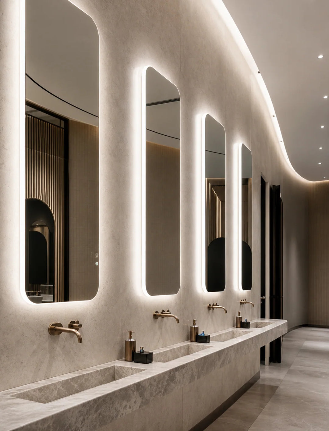 Trade Program vertical public-space card for LUMEVORO LED mirrors